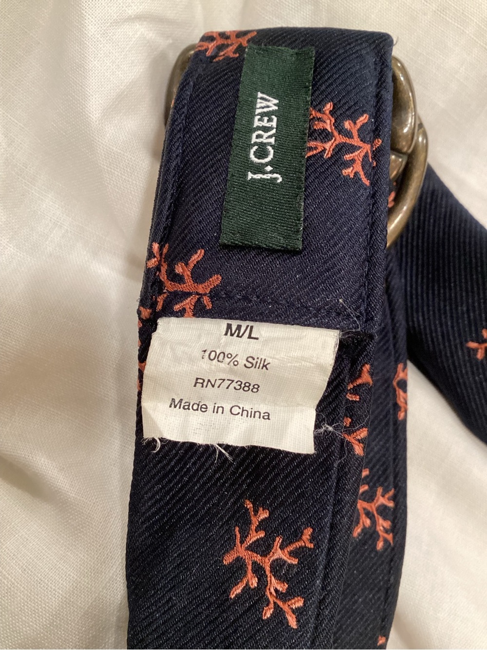 VTG J Crew all Silk double D Ring Belt Embroidered detail M/L - Picture 4 of 5